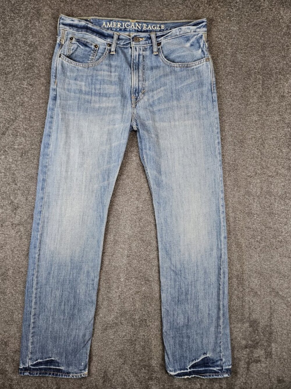 Y2K American Eagle Relaxed Straight Jeans Mens 34x34 (35x33) Light Blue Denim
